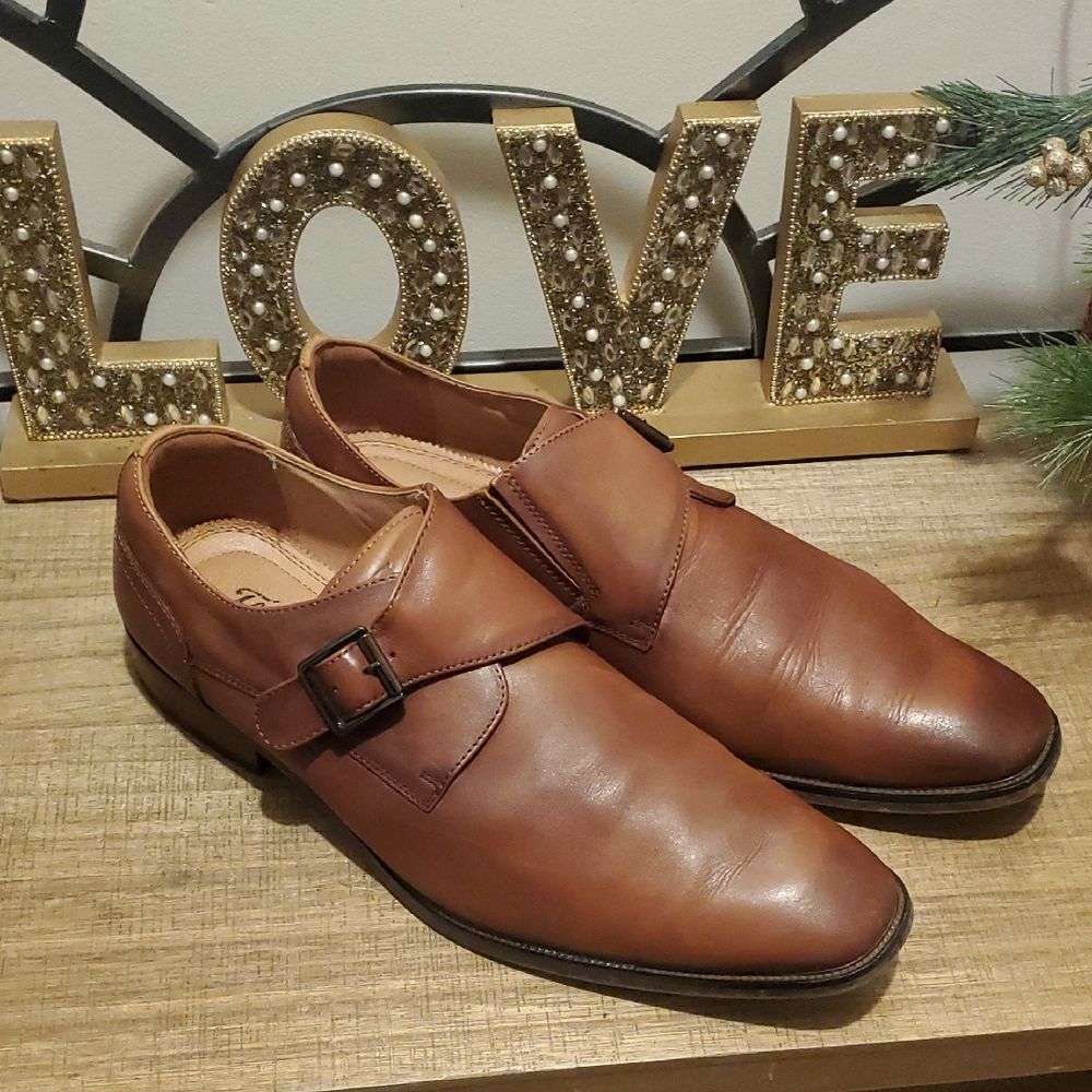 Florsheim Brown Sorrento Plain Toe Single Buckle Leather Men's Dress Shoes Sz 11